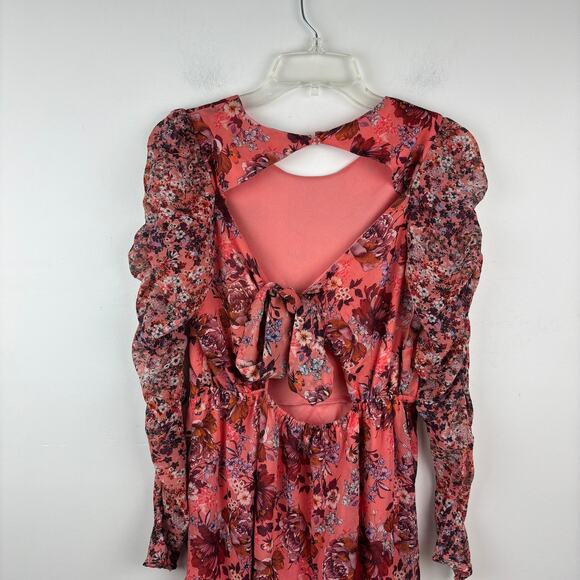 Revolve NSR Floral Maxi Dress Puff Sleeve Pink Garden Fairy Wedding Guest M - Picture 7 of 7